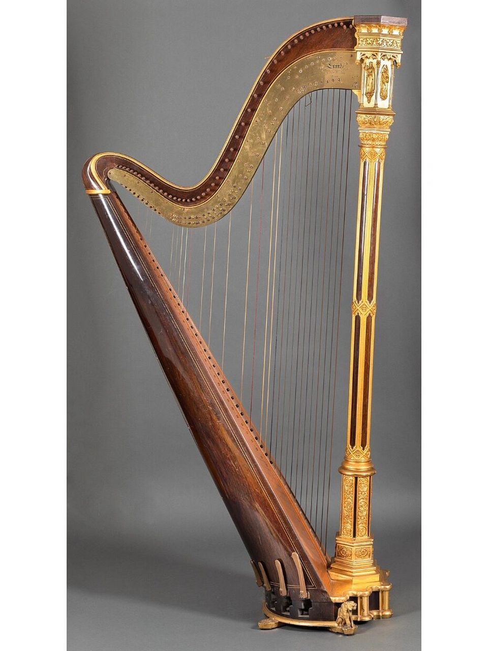 19世纪末法国枫木鎏金竖琴|古典乐器杰作 名坊精匠,以良木细作,奏响