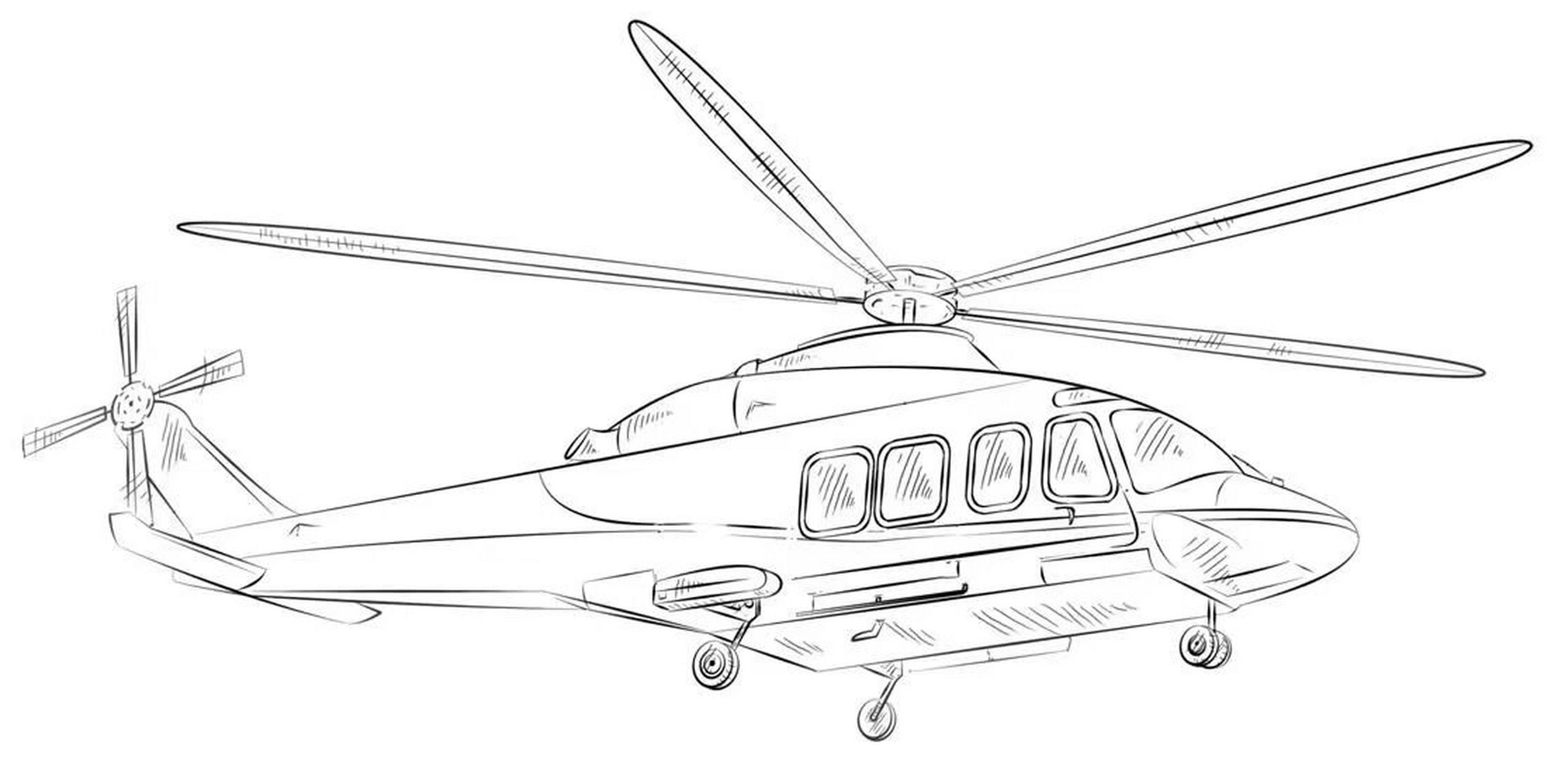直升飞机简笔画 简单图片