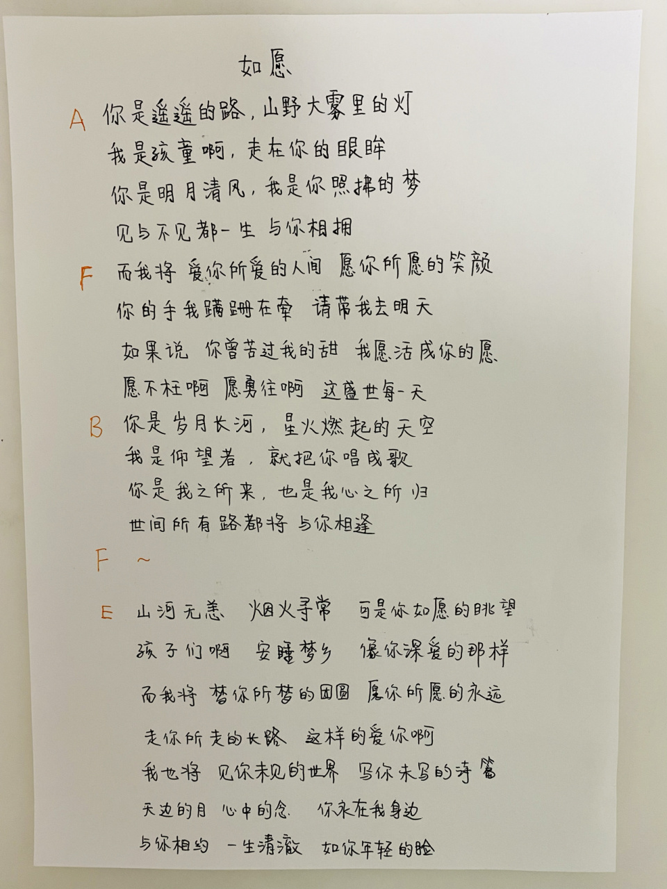 如愿 王菲 如愿 歌词