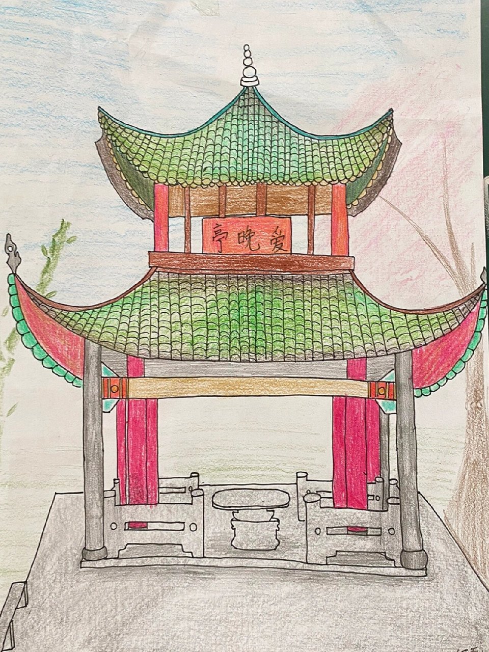 五年级美术《家长的古建筑》作业分享