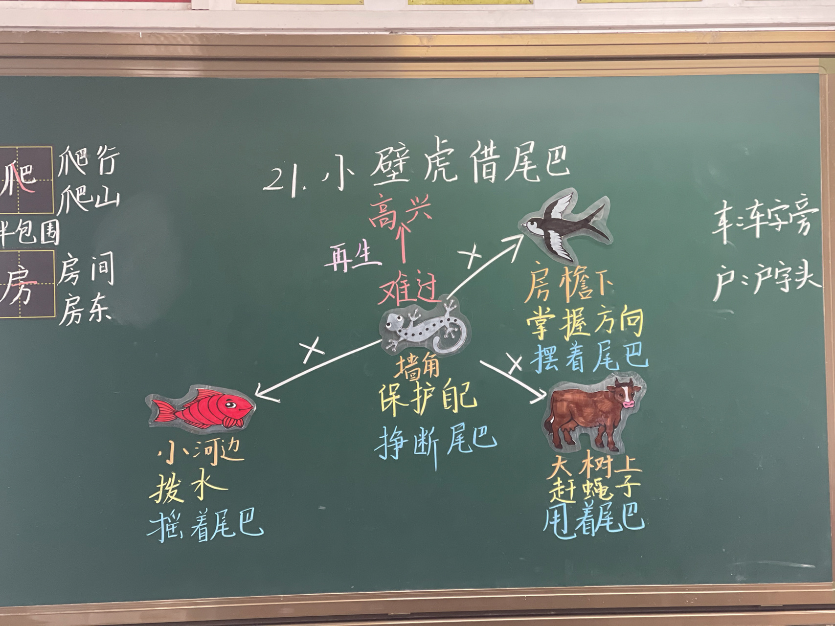 统编版一年级下册第21课《小壁虎借尾巴》板 终于结束了 已经复习了三