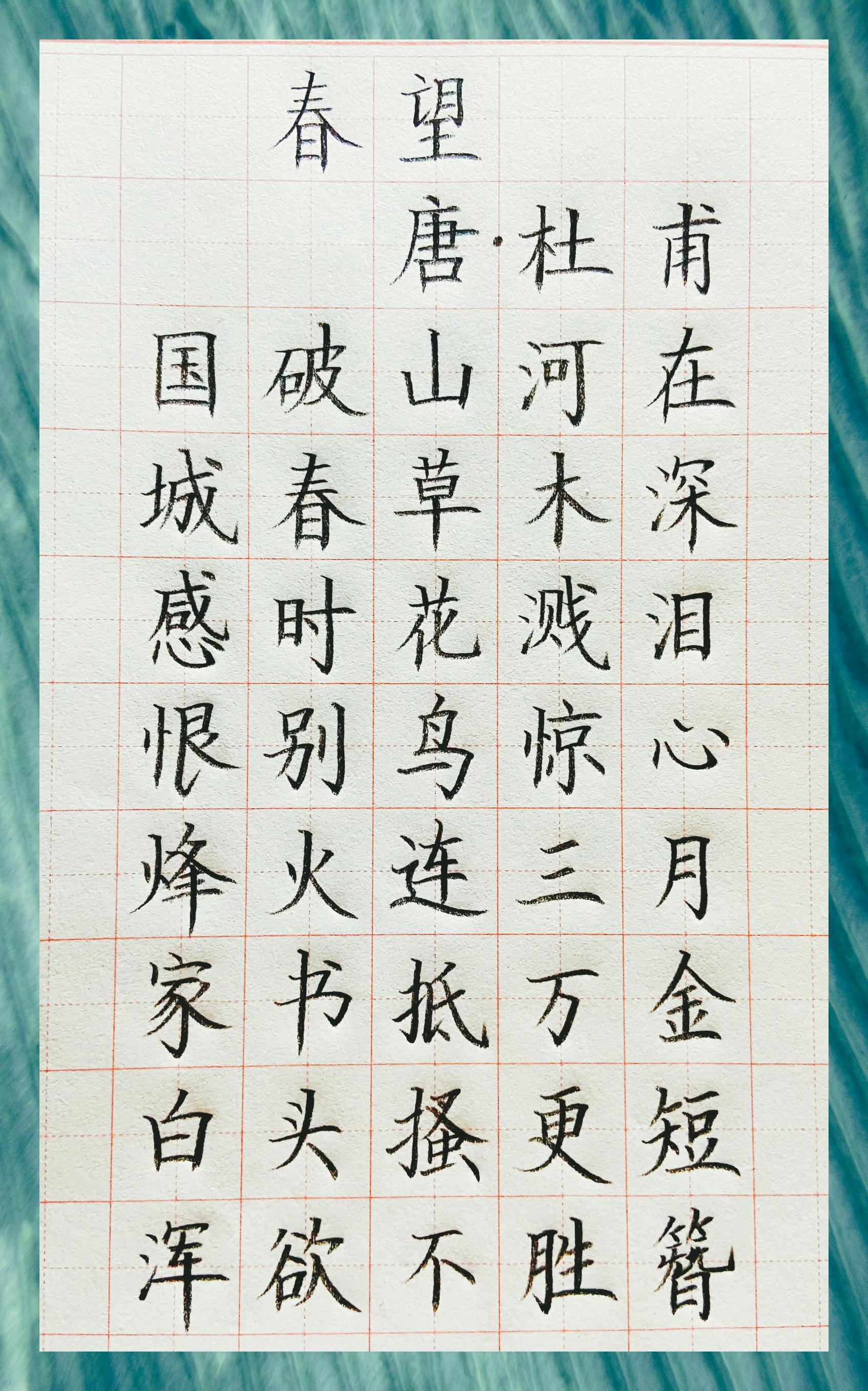 春望国破山河 城春草木深楷书寄哀思