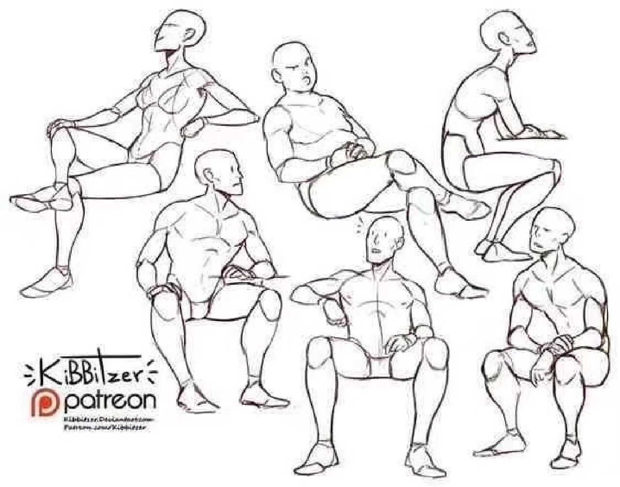 动漫男生坐姿参考