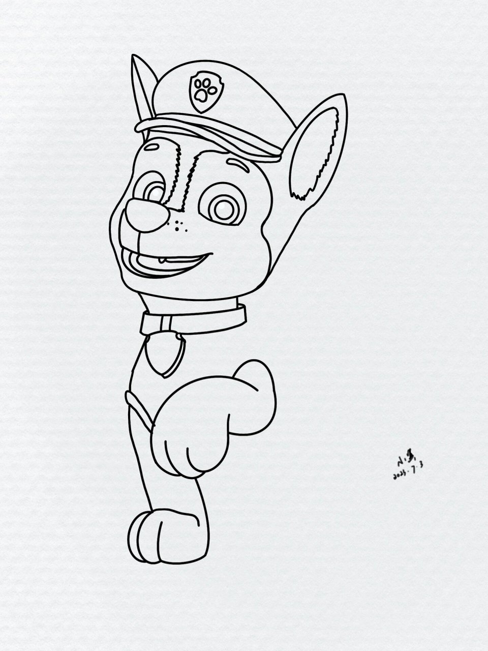 1汪汪队立大功阿奇狗狗原创手绘线稿附步骤 阿奇狗狗