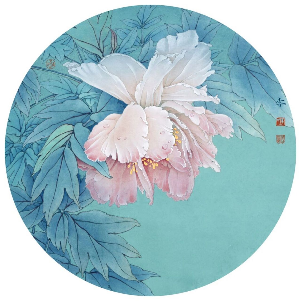 工笔画步骤分享《酒醉杨妃》 作品尺寸40ⅹ40cm 1