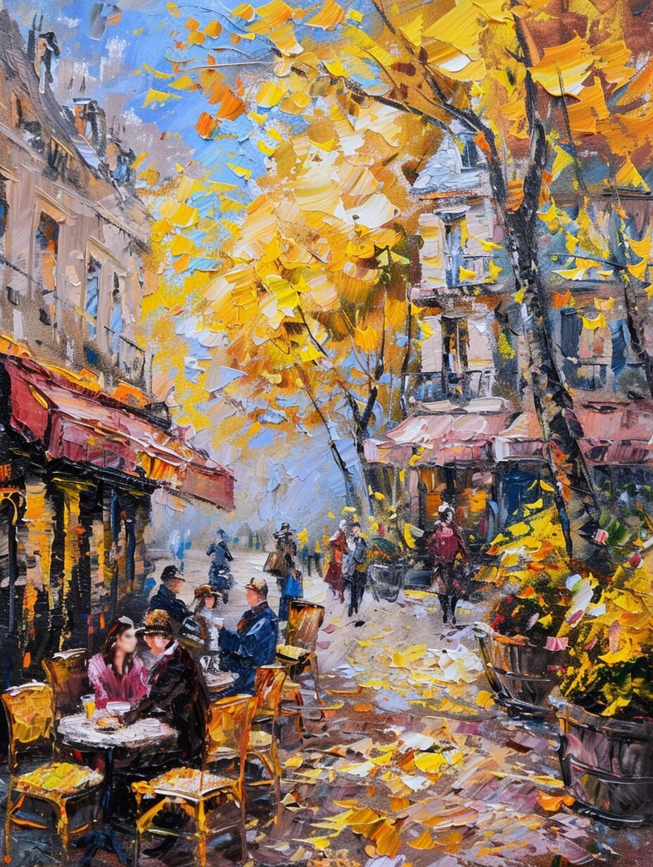 城市街景油画