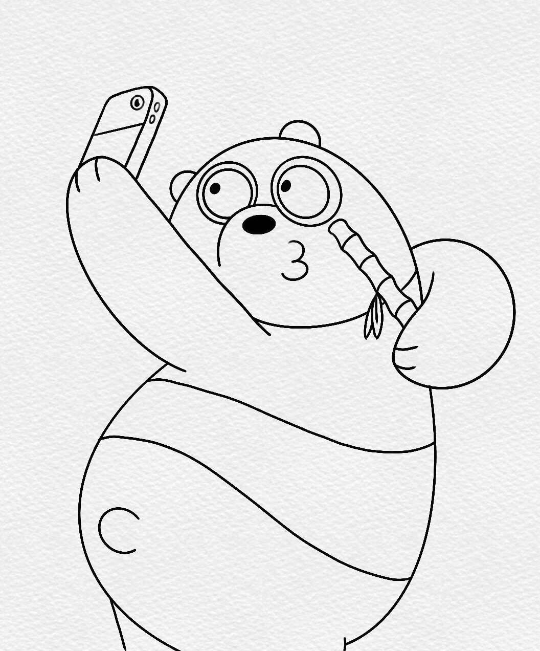 「简笔画」(100/48)三只裸熊之胖达·内附步骤