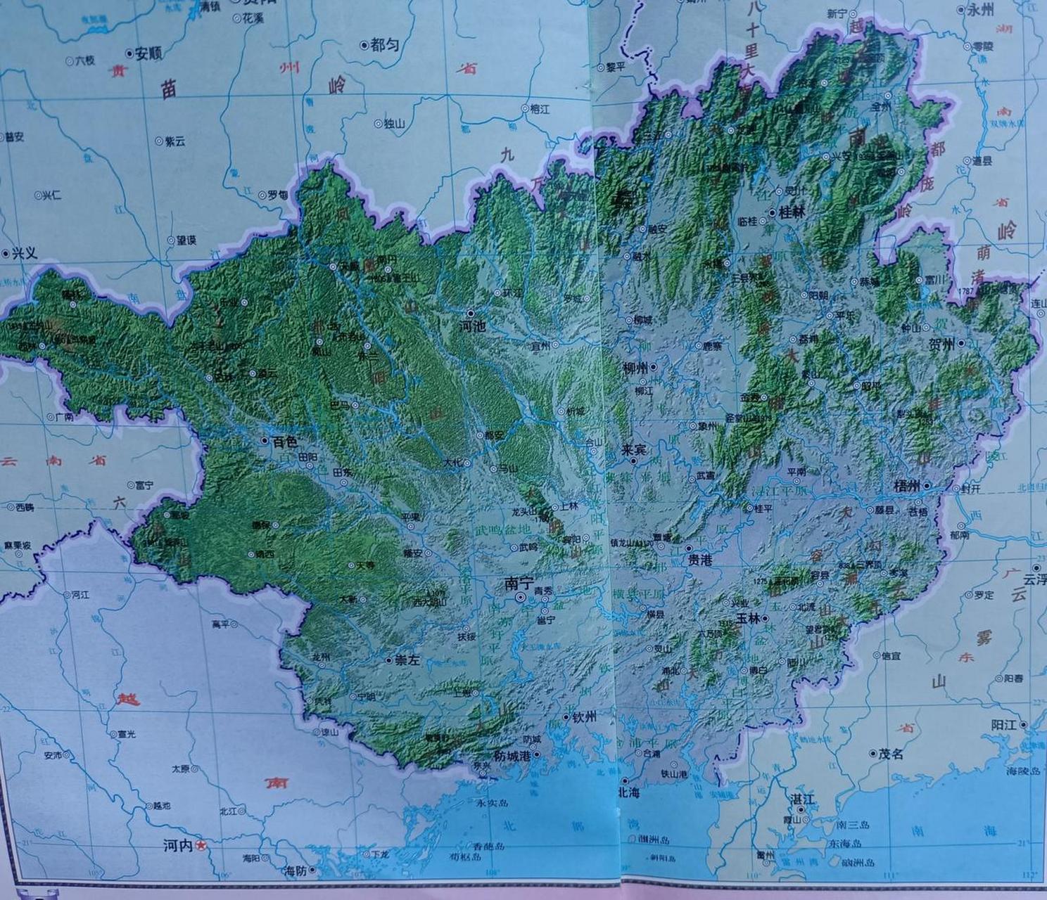 这个地图才是真实的广西地形.