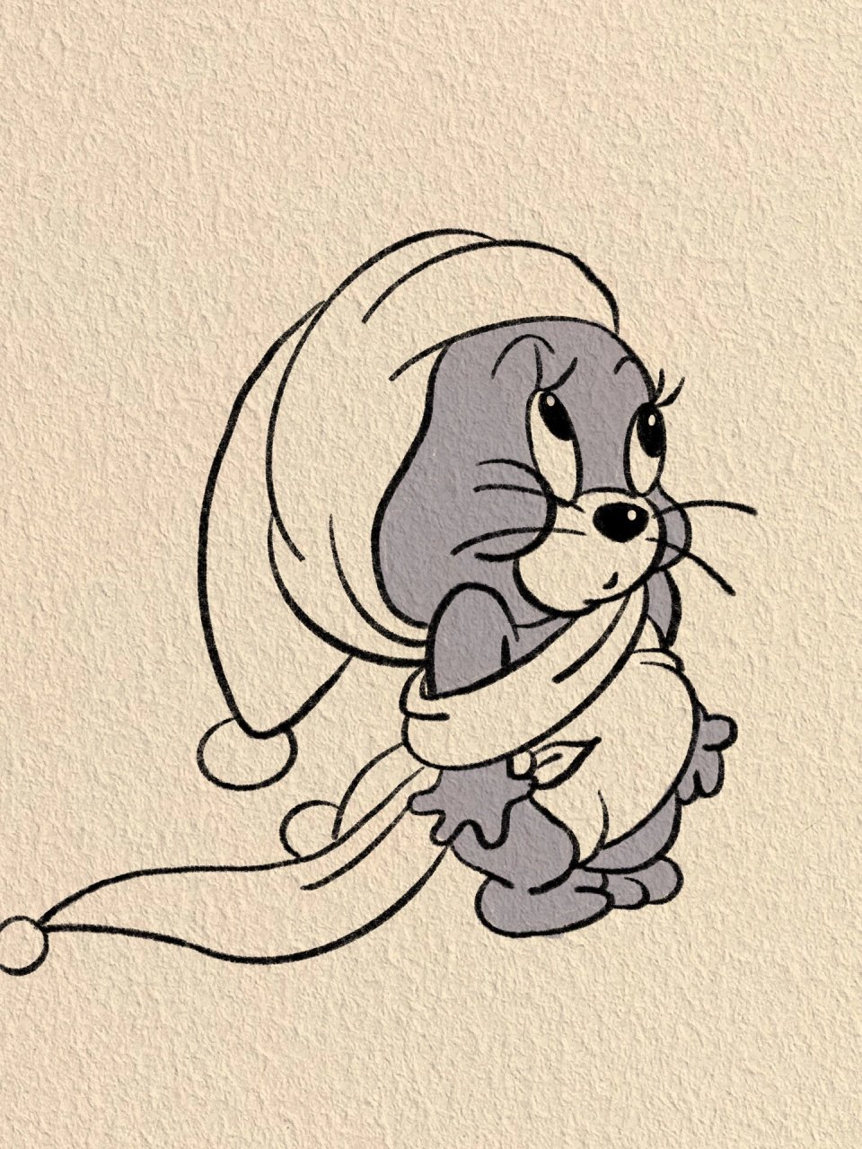简笔画教程|带圣诞帽的蠢萌小泰菲 最讨厌笨蛋汤姆猫啦,为什么要抓