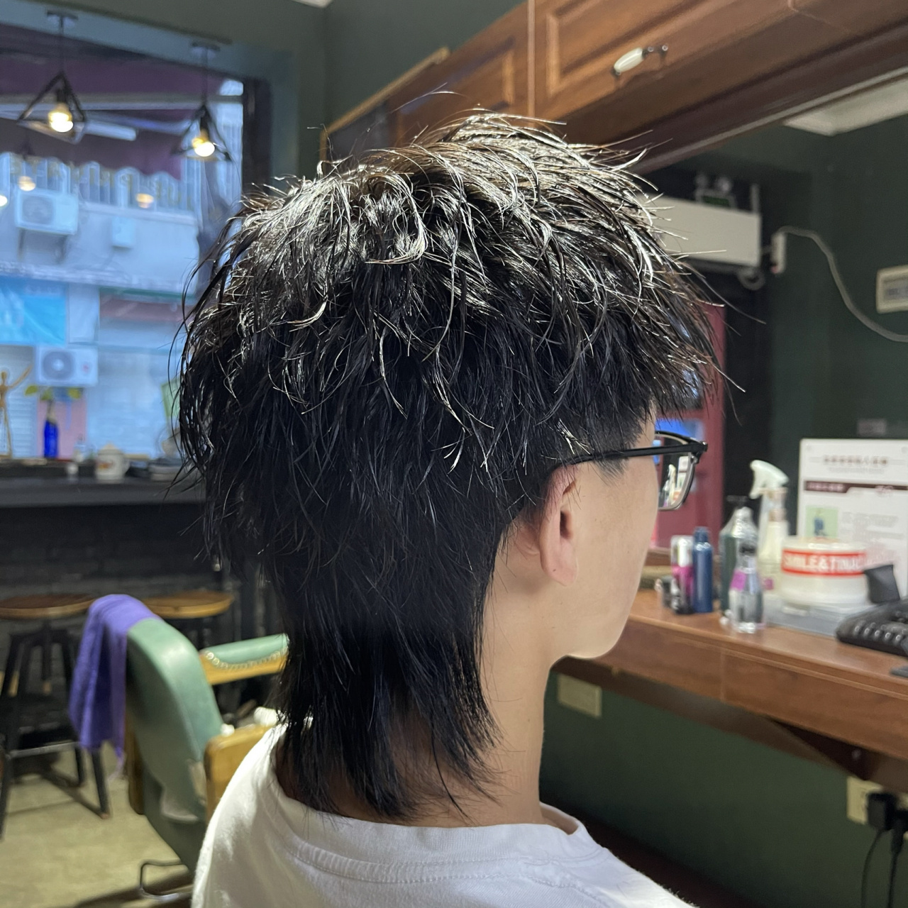 摩根烫锡纸烫狼尾男士发型巩义美发郑州美发 前后对比