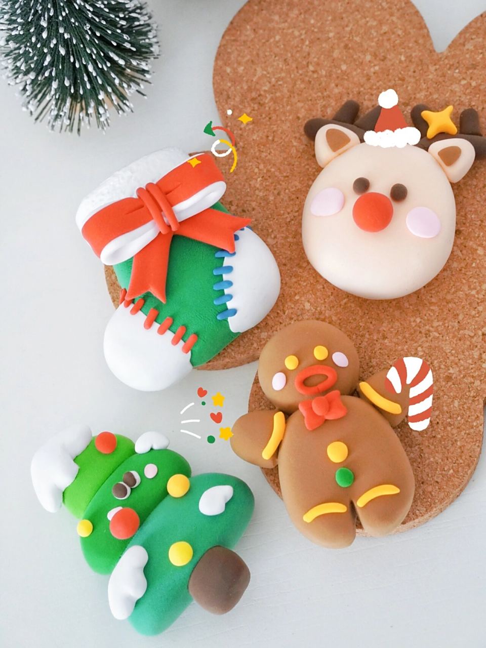 超轻粘土|萌萌的圣诞摆件90,一起diy礼物呀 捏了一堆可爱圣诞小萌物