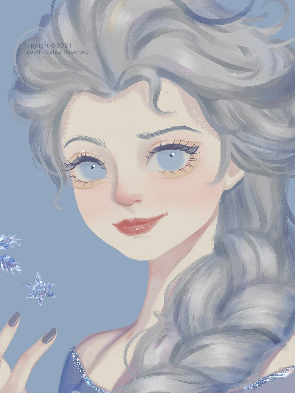 【迪士尼公主系列插画】艾莎公主 用自己的画风画艾莎公主94