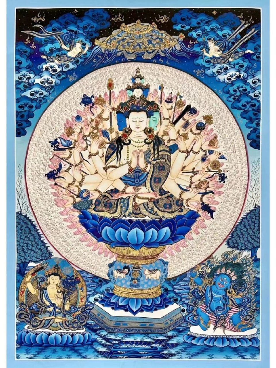 千手千眼观音菩萨唐卡 尺寸72×53厘米(画芯64×45)pivan lama作品.