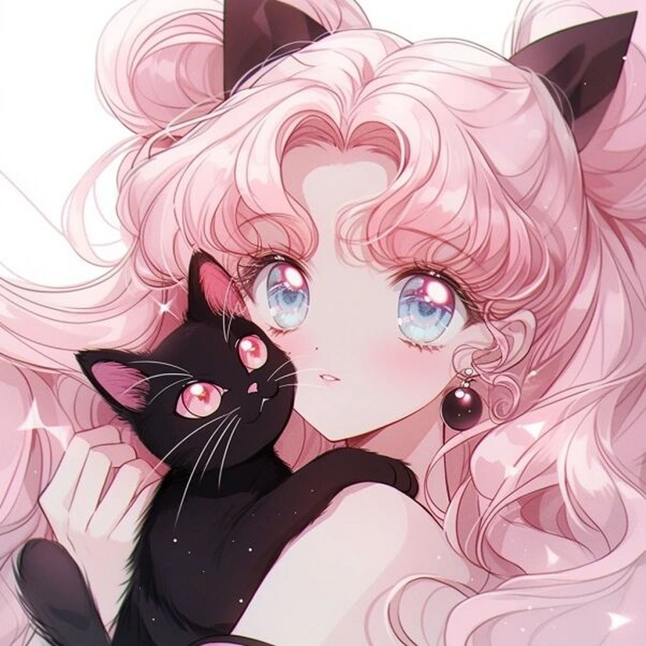 旧漫头像|pink少女与黑猫