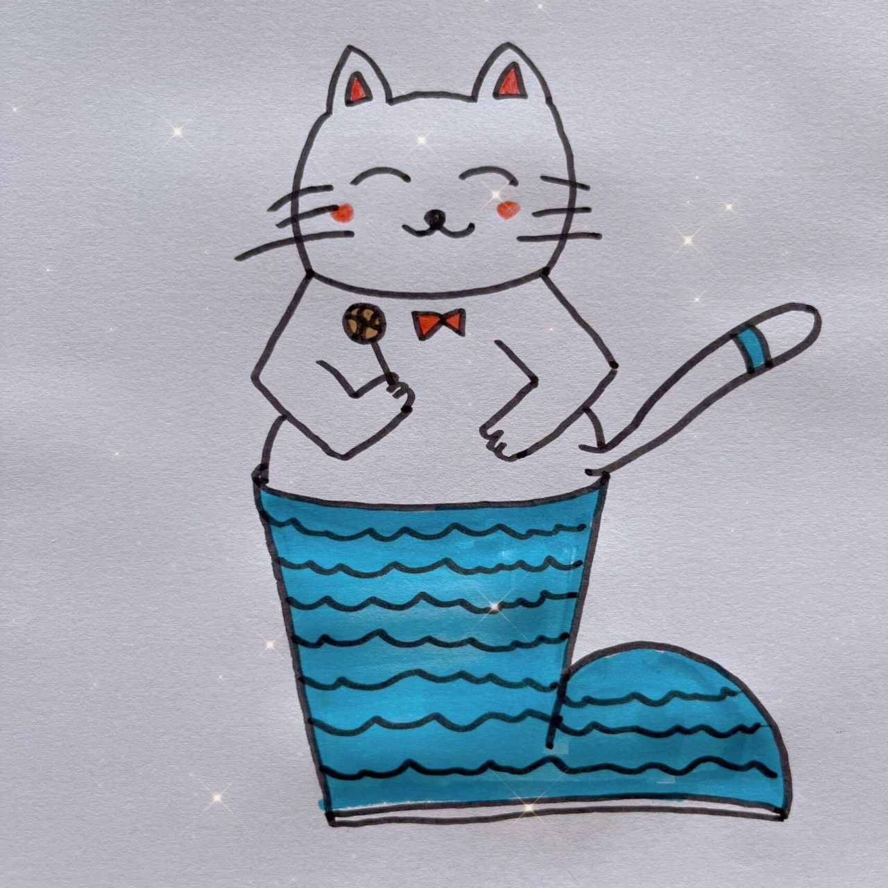 创意简笔画 画一只穿靴子的猫