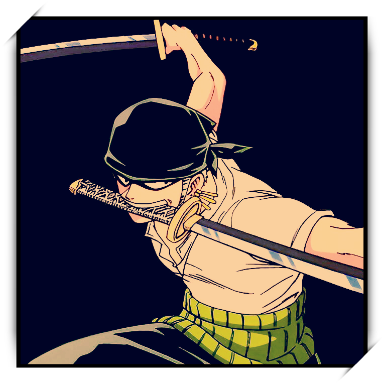 标志性的三把刀,三把刀分别都有属于自己的名字和技能,配合着索隆那