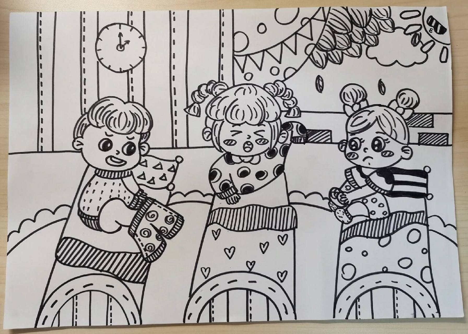 儿童画线描《午睡》 午睡是幼儿园一日生活很重要的环节哦～