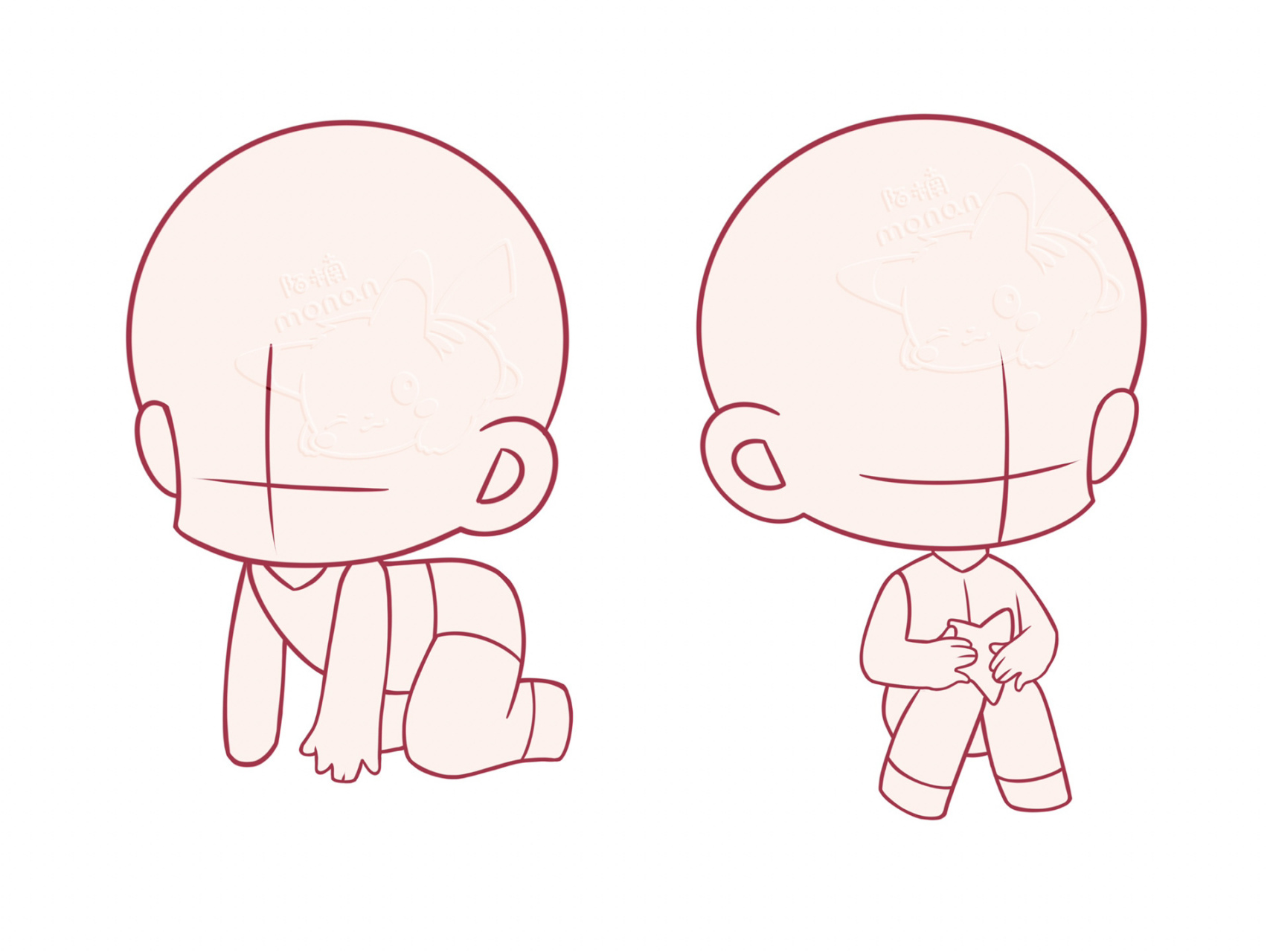 q版坐姿练习(二) 有一些参考了无限人偶里的姿势 绘画软件:procreate