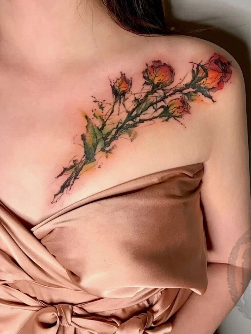 小清新纹身|彼岸花|胸前纹身@离别前的沉默的动态