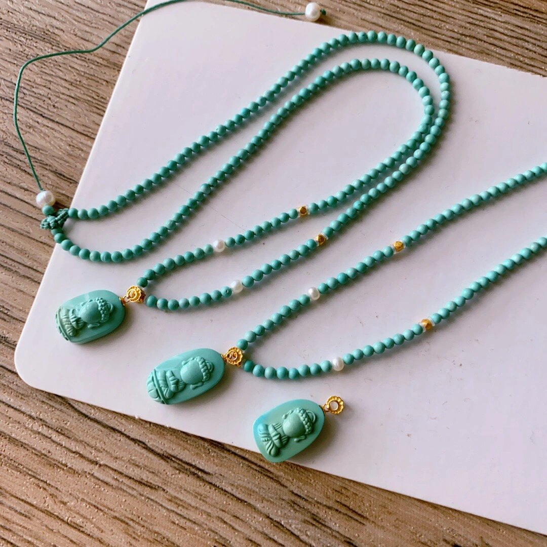 绿松石无相宝宝佛 天然绿松石无相佛宝宝佛吊坠,精工高瓷.