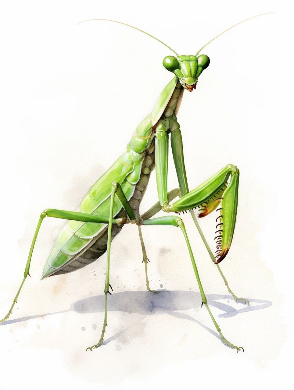美术绘画素材//螳螂(钢笔淡彩)