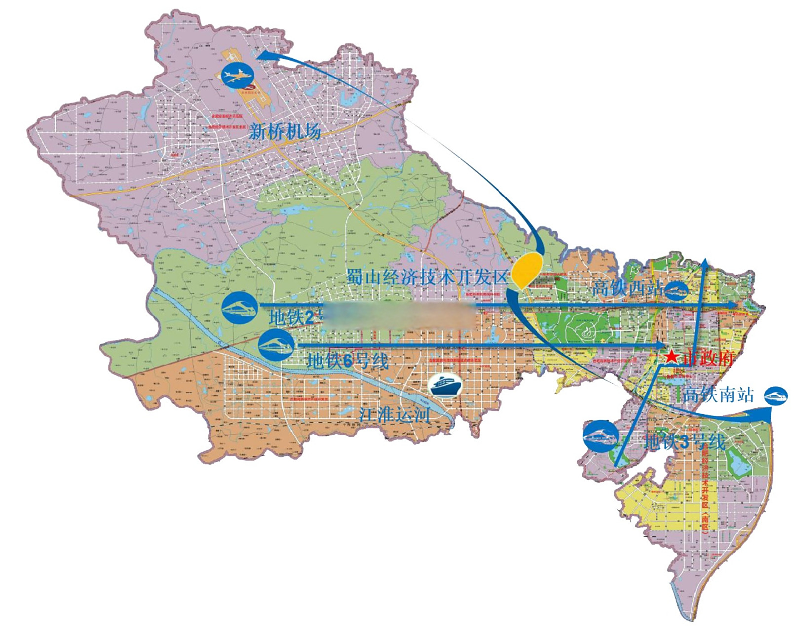 蜀山区行政辖区图,如果蜀山区不分成经开区,政务区,高新区,行政面积是