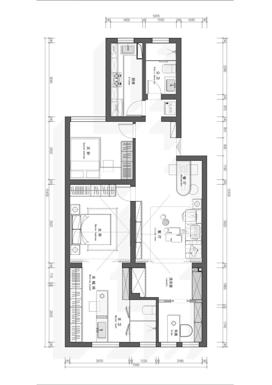 三室一厅"80平米户型优化" 案例分享|极简天花板◆年轻人就该这么装!