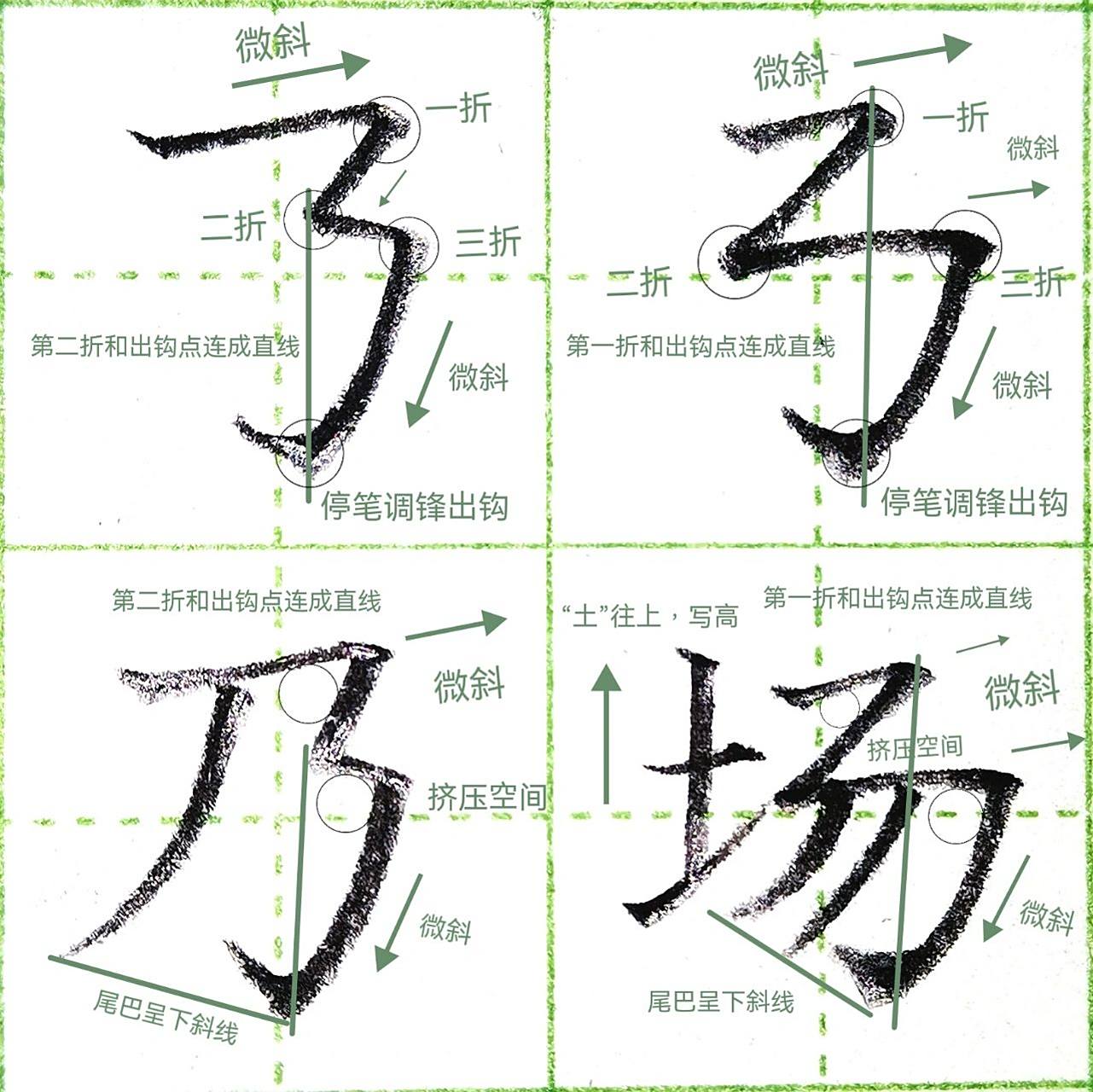 硬笔笔画20课|98请记住"横折折折钩" 00横折折折钩 【写法】 1.