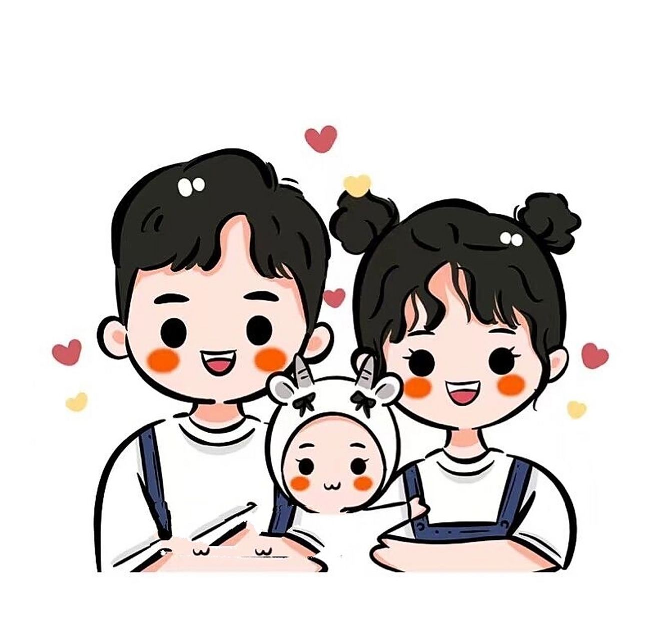 全家福简笔画可爱幸福一家人～好可爱!