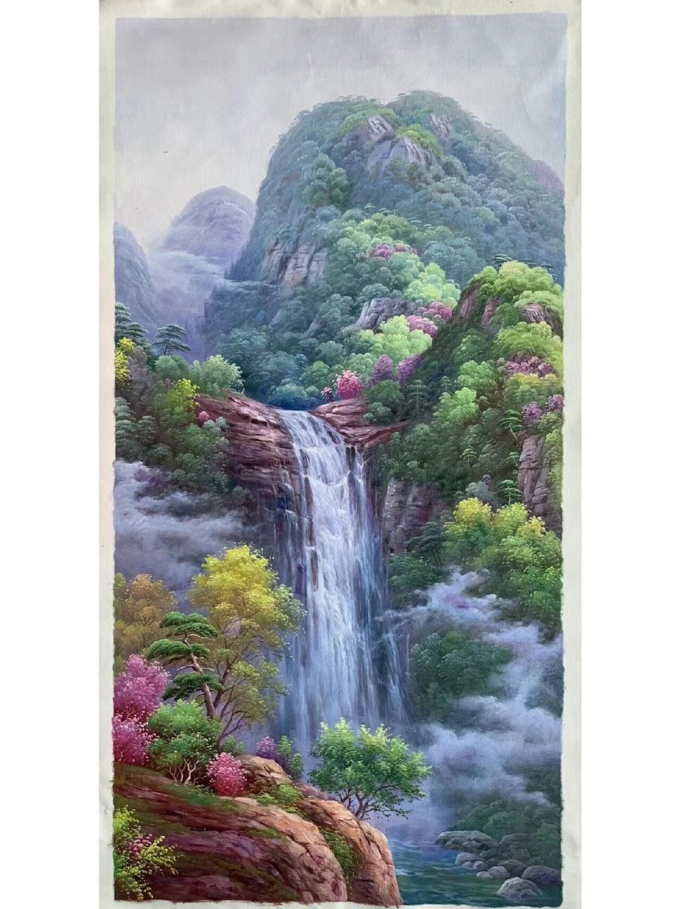 美画分享,《瀑布》系列7幅,布面油画 80x160㎝,新作品