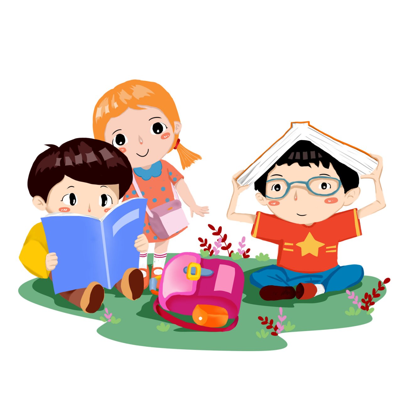 93可爱学生学习卡通人物学习看书儿童学生 93卡通人物儿童读书