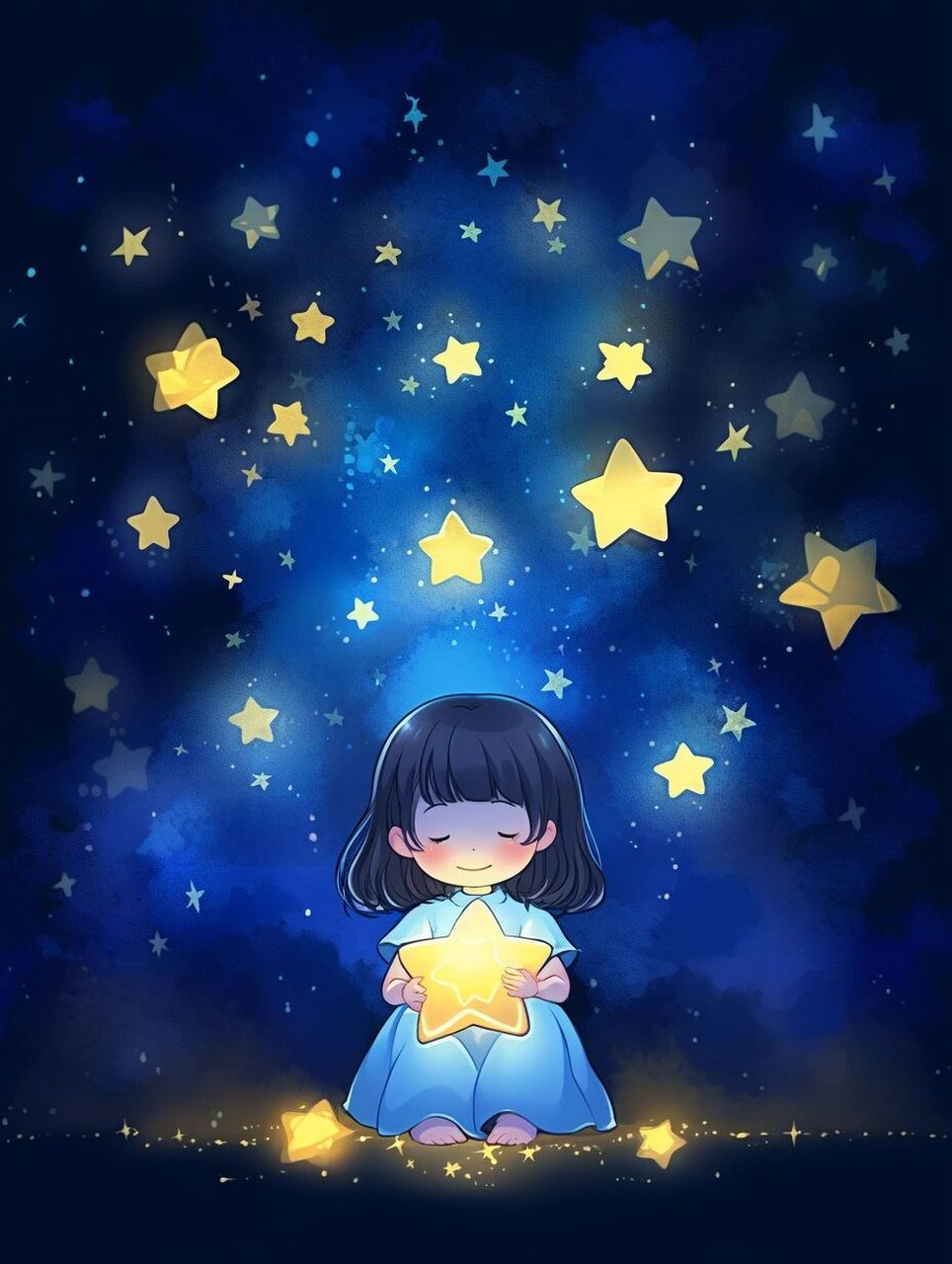 画星空 女孩图片