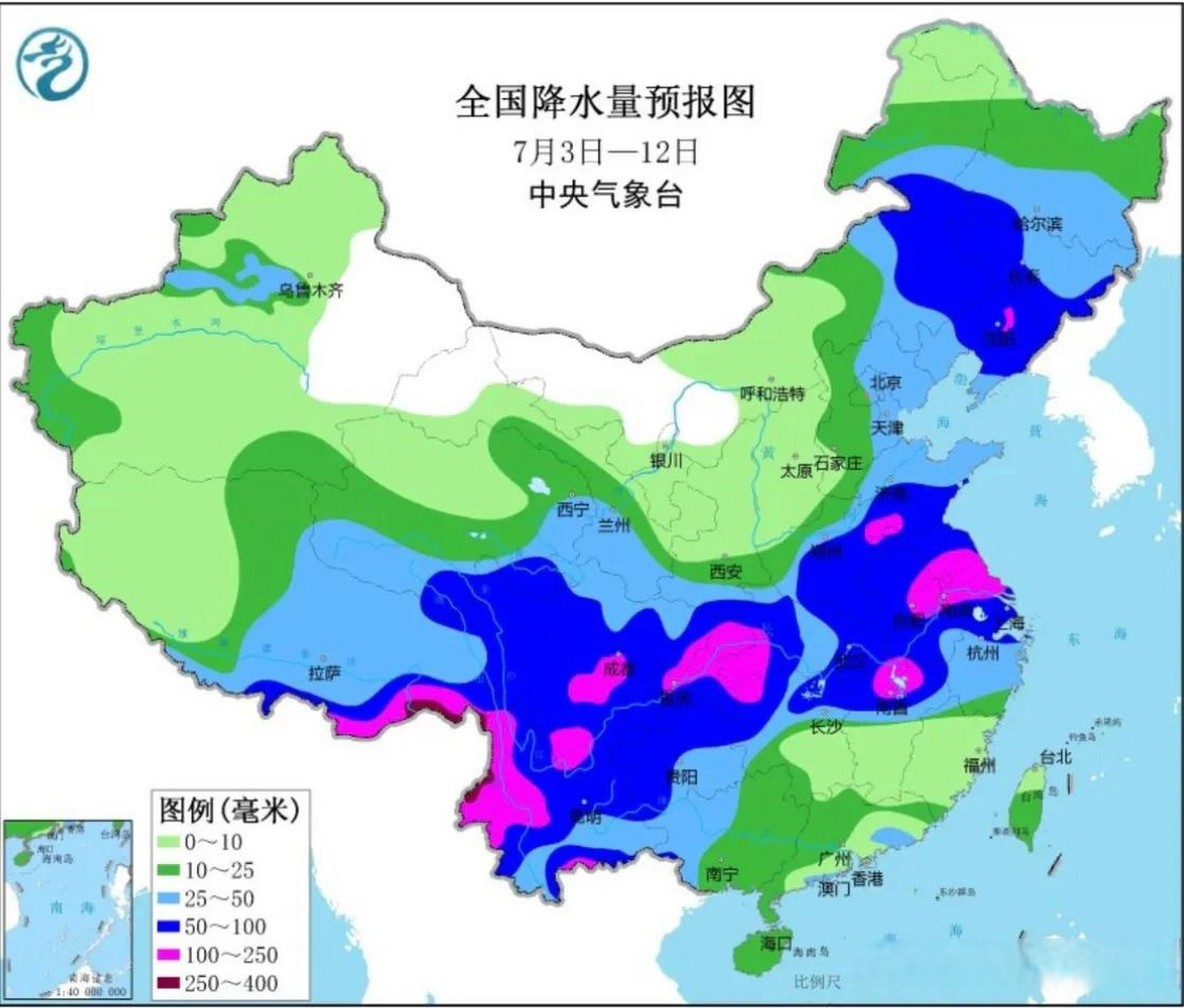 未来十天全国中期天气预报:江淮江南雨水频繁,华北黄淮高温持续,中