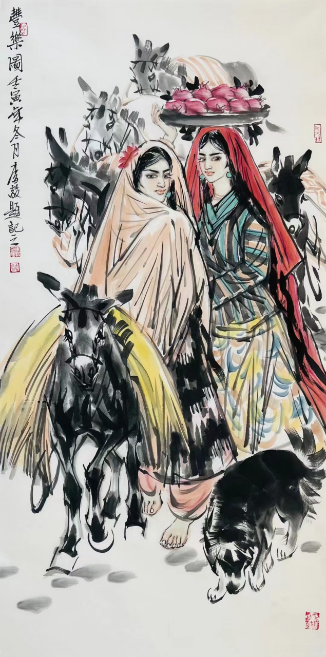 李毅老师四尺整纸人物作品#艺术##国画