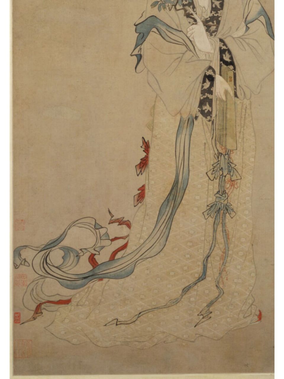 明  唐伯虎丨嫦娥执桂图 #国画# #仕女图# #汉服# 绘嫦娥裙带飘飘,神