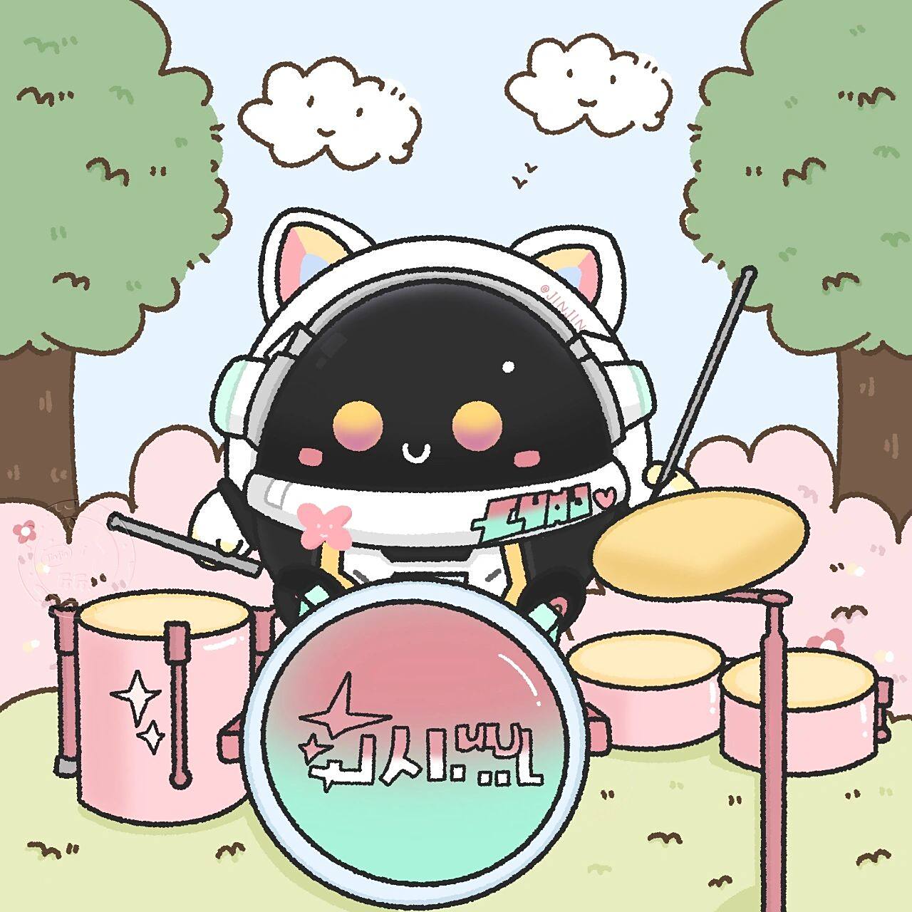 蛋仔头像|可可爱爱机械鼓手贝克 为了颜色搭配 变成了彩色哒架子鼓