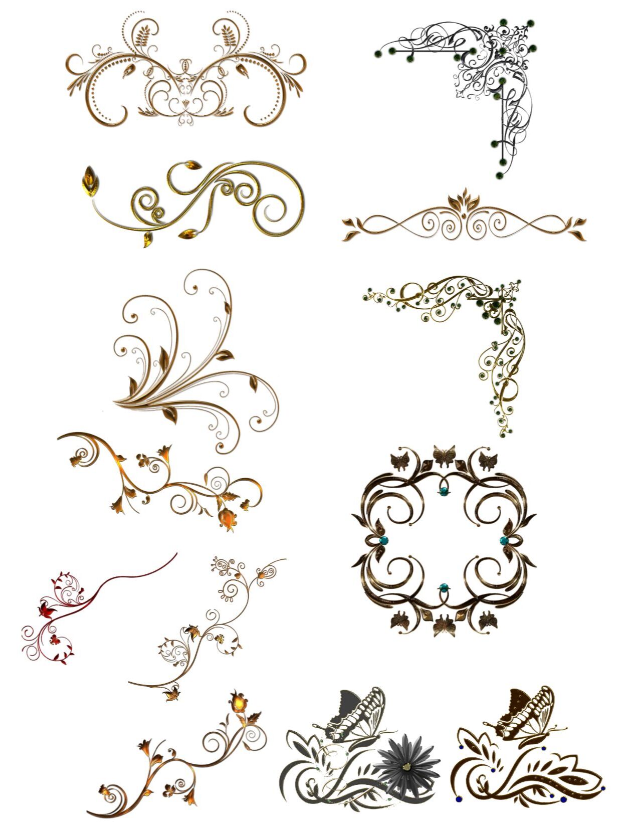 今天分享几组欧式经典复古金属质感花纹花边边框素材,黑色,金色,棕色