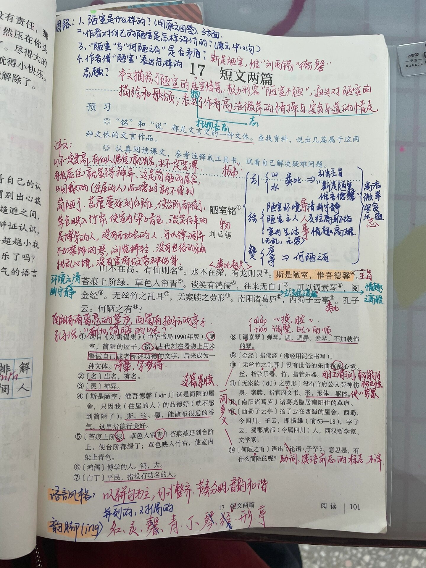 《陋室铭》备课思路与笔记