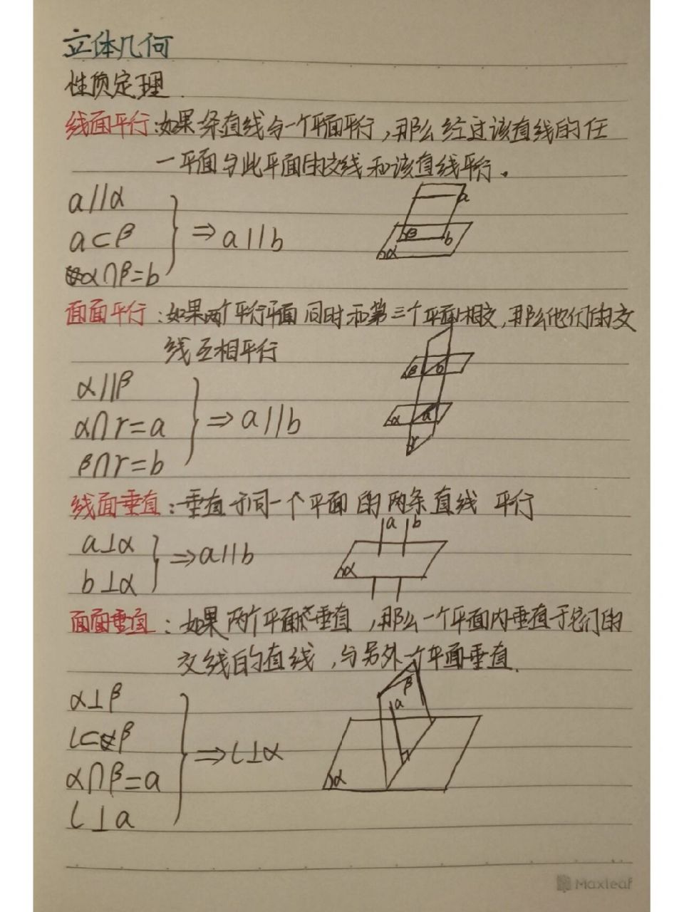 立体几何证明(性质,判定定理)    手写