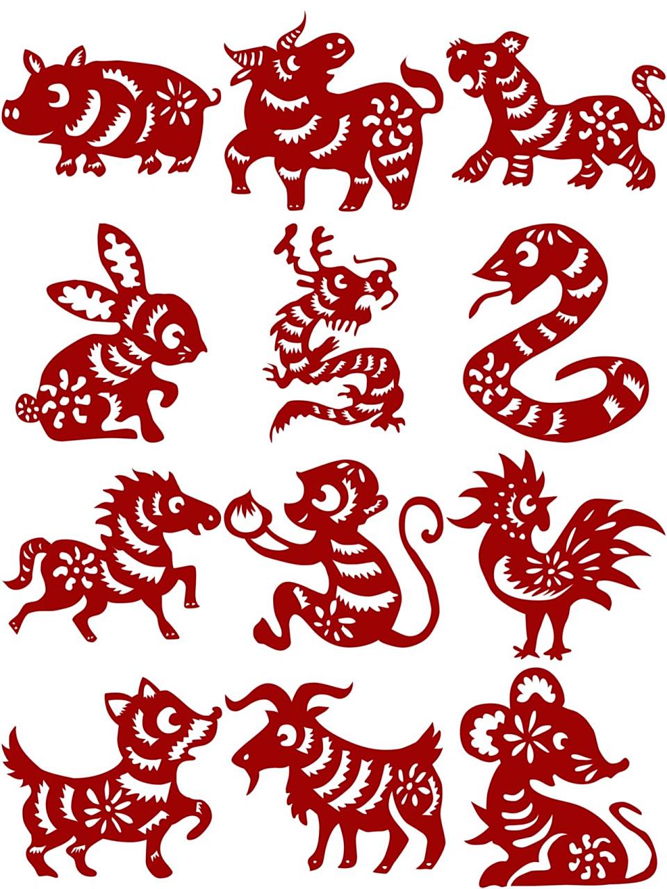 十二生肖剪纸画图片