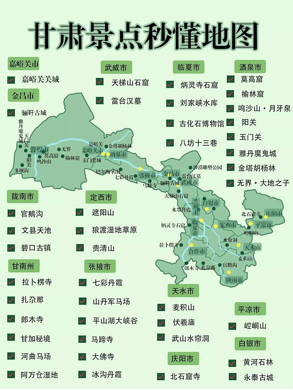 甘肃景点秒懂地图
