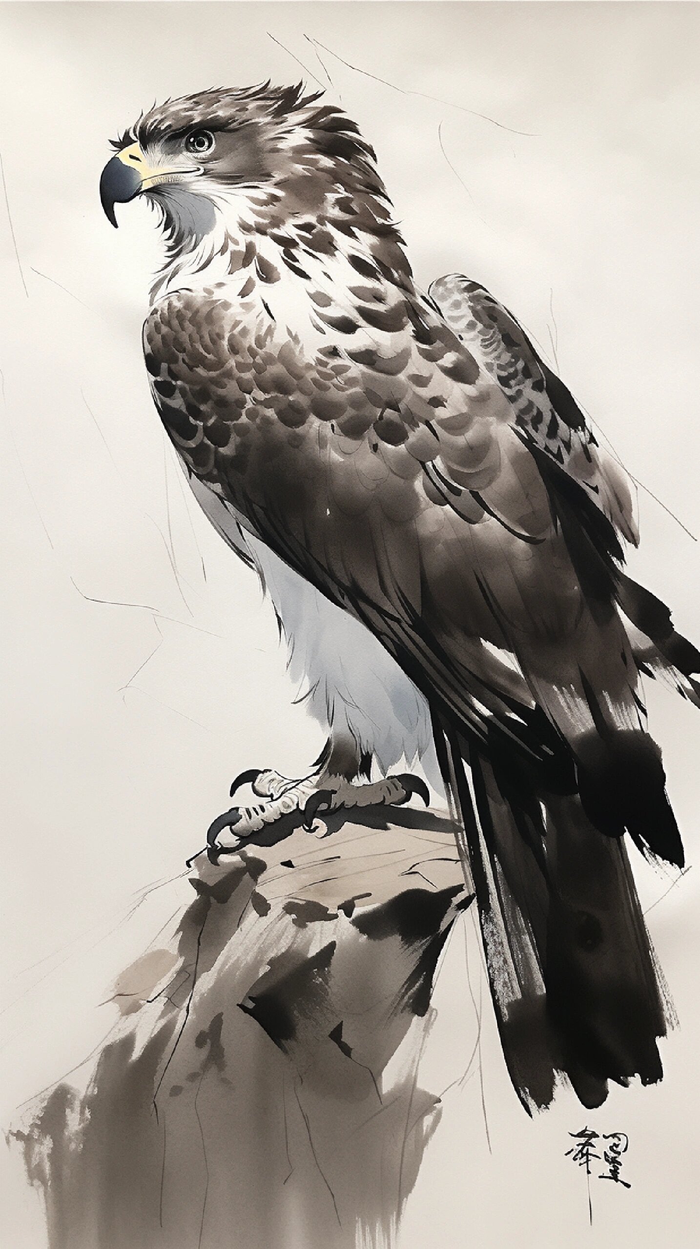 雄鹰国画,领略翱翔天际的霸气!
