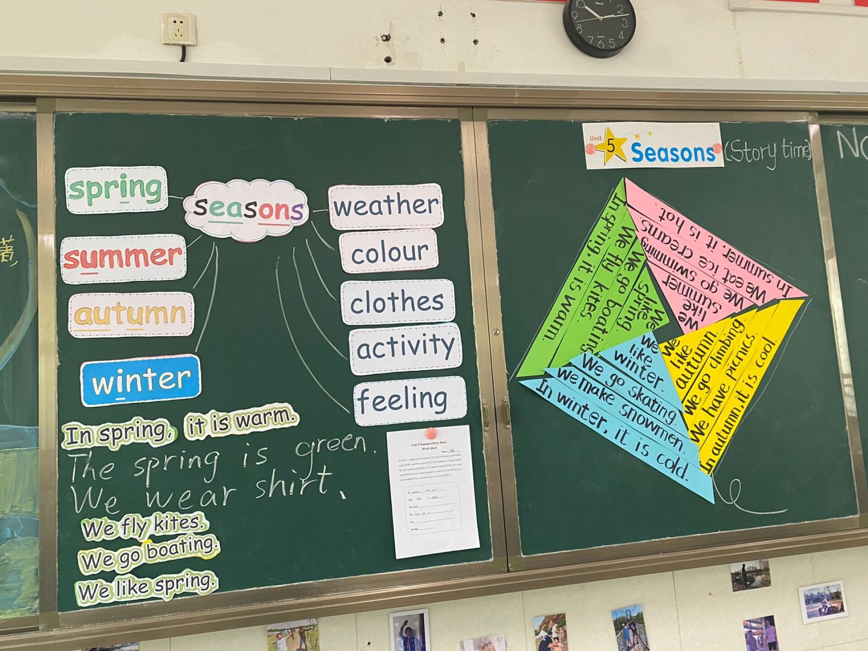 板书分享seasons 译林四下 unit 5 seasons story time板书,花了些