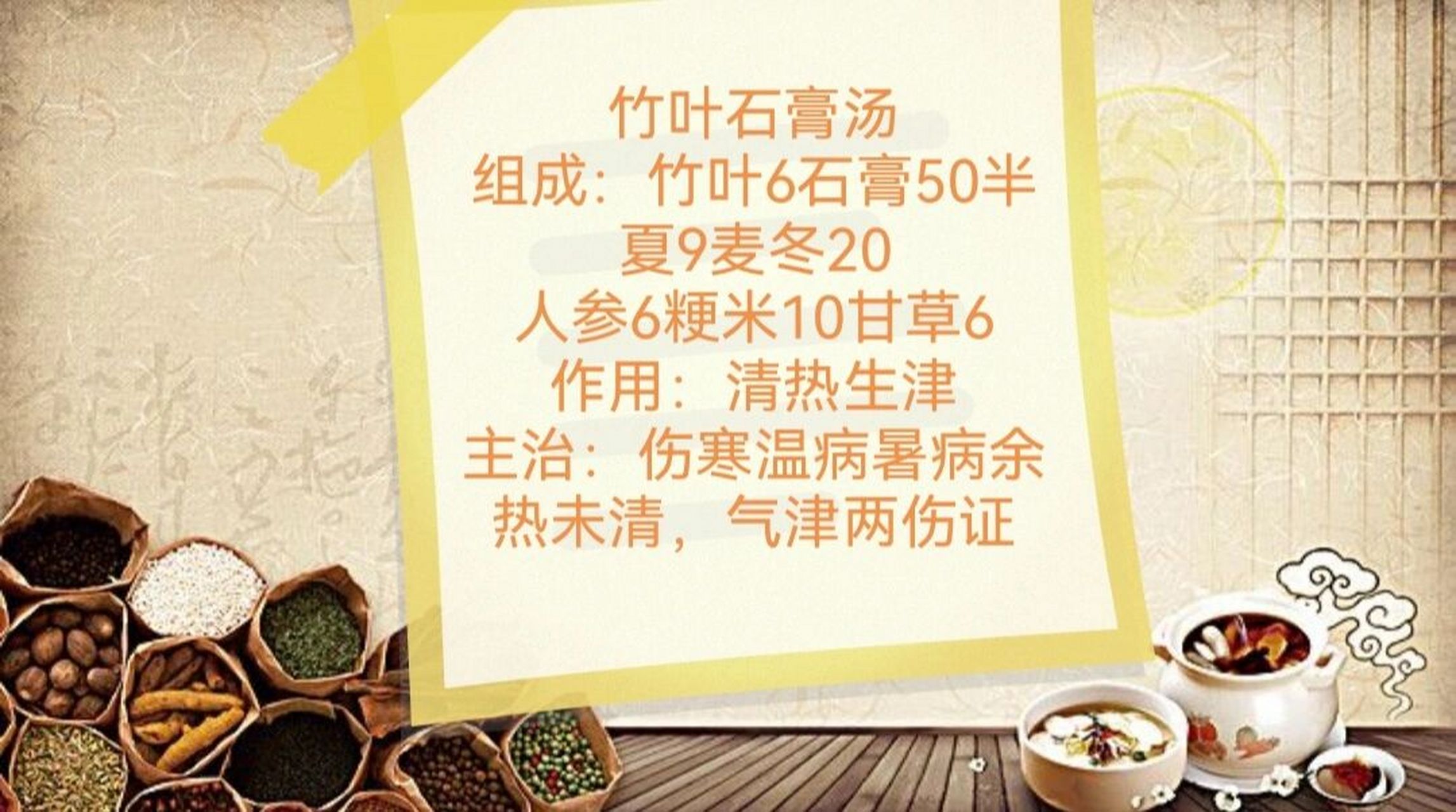 42竹叶石膏汤:清热生津 医案:张××,男,71岁.1994年5月4日初诊.