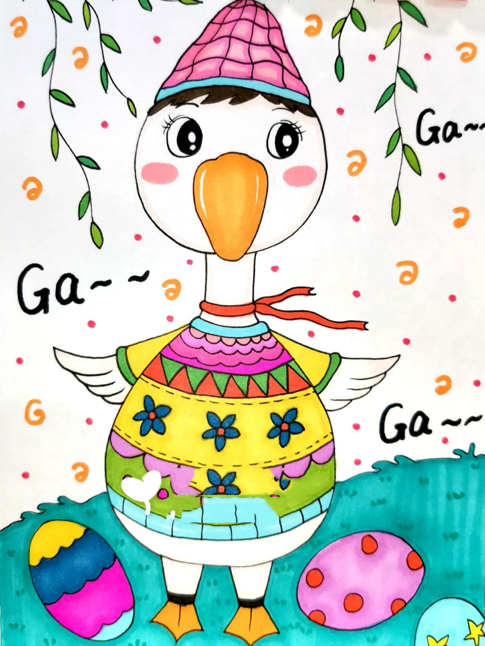 小鸭子 创意儿童画 简笔画 线描 马克笔手绘 春天来了!