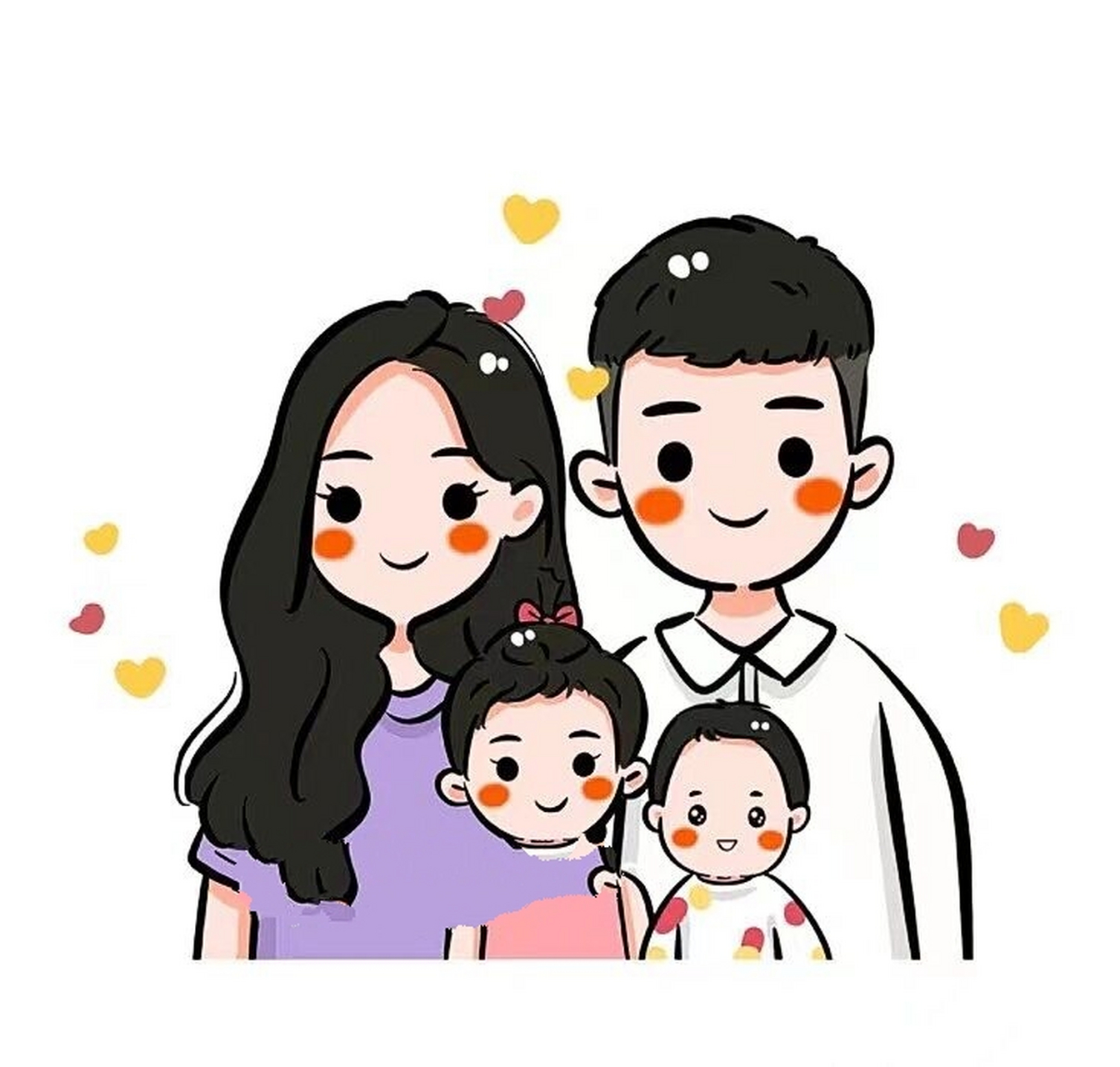全家福简笔画可爱幸福一家人～好可爱!