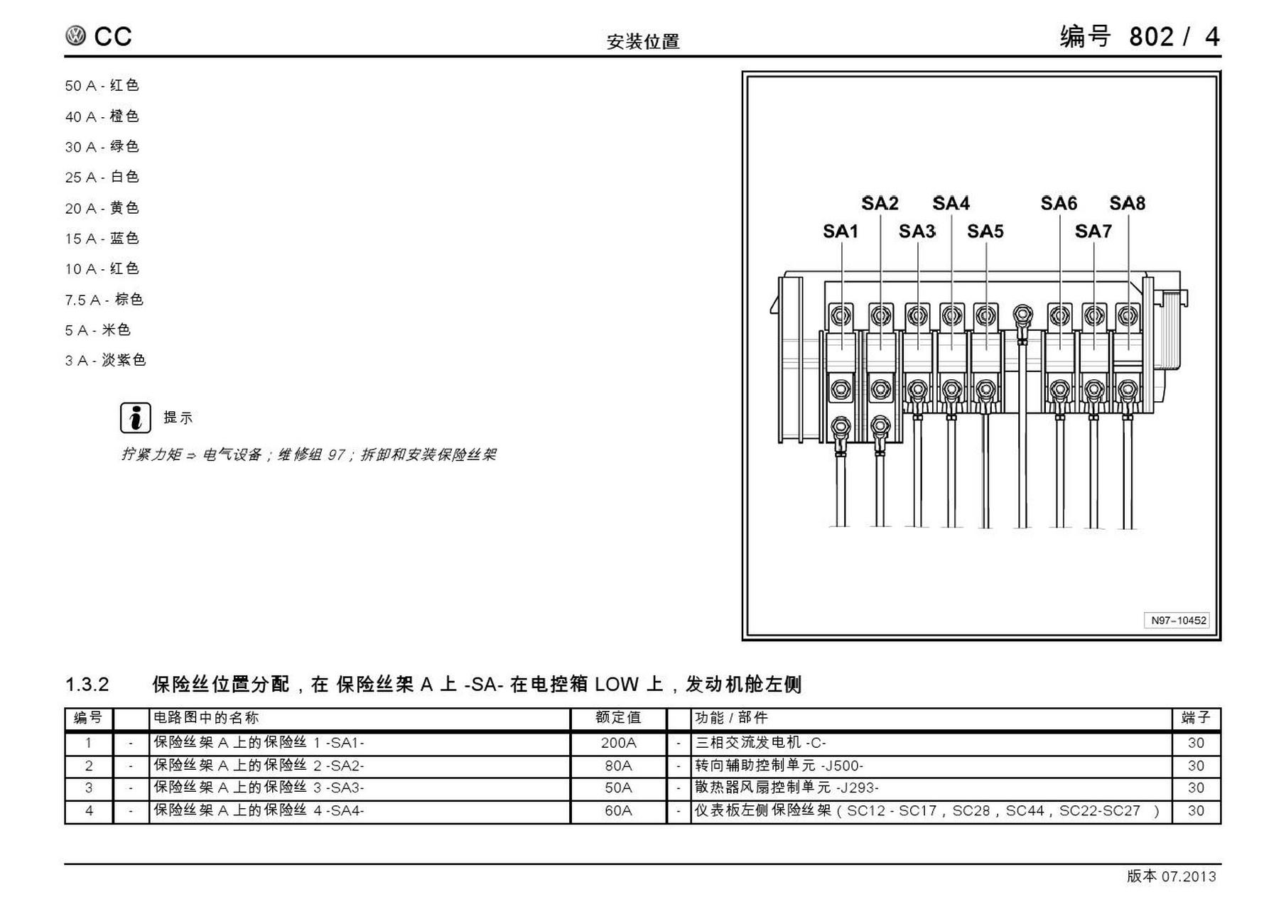 一汽大众cc保险丝图图片