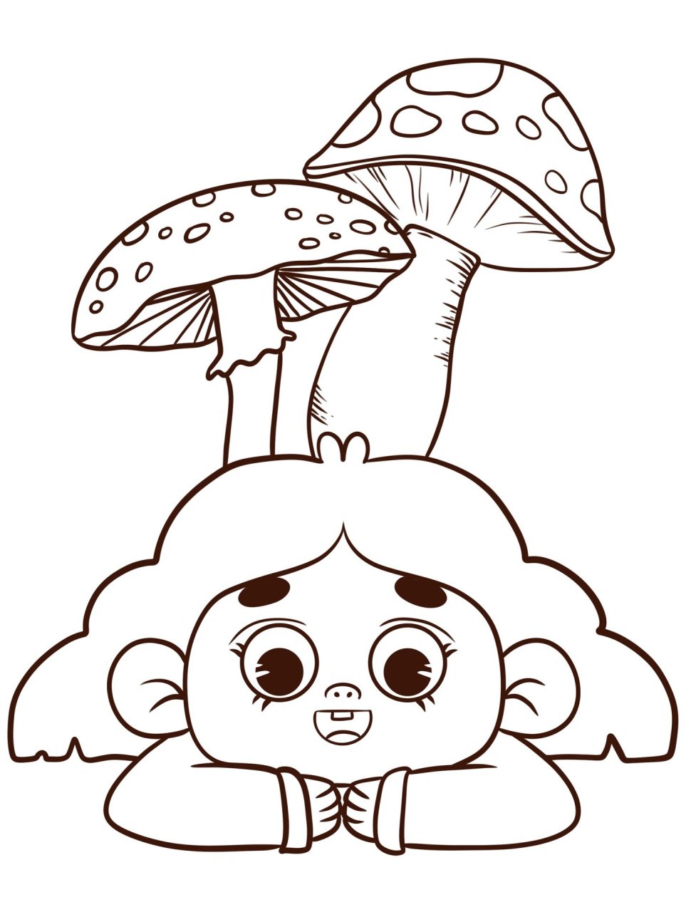 卡通简笔画|采蘑菇的小女孩