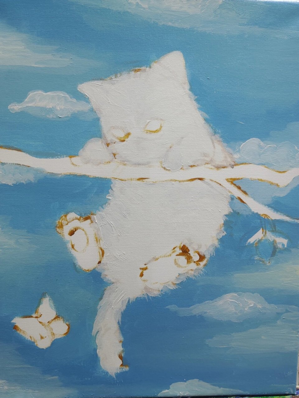 怎么简单的用丙烯颜料画一个小猫咪 用到的主要颜色,可以很容易看到.