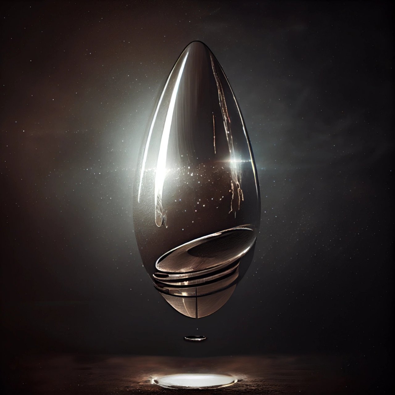 用ai试画《三体》中的水滴 本来想在背景里加上一些飞船,但似乎模型